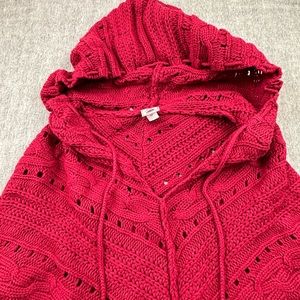 Old Navy Womens Cable Knit Sweater Cape Wrap Poncho Hooded‎  Cable Knit L/XL